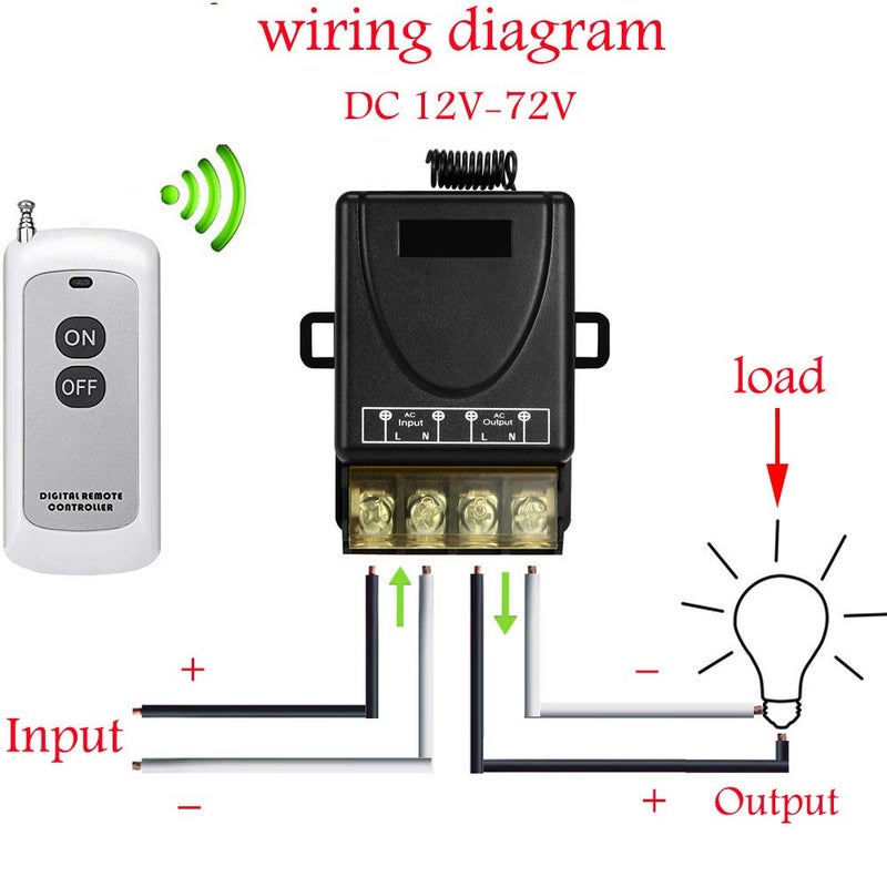 YETOR Remote Control Switch 12V,DC 12V/24V/ 40A Relay Wireless Switch with 984FT Long Range for Water Pump,Lamp,Motor,Fans,Anti-Theft Alarms, Security Systems. - Image 2